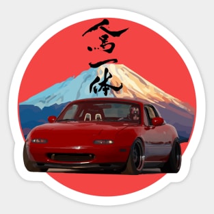 Red Mazda Miata/MX-5 - Mount Fuji Jinba Ittai Roadster Life Sticker